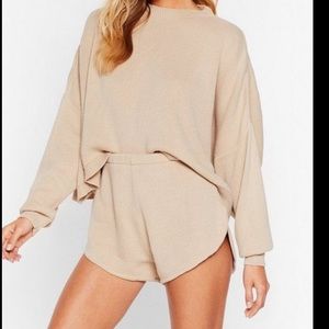 Knits bound to happen sweater and shorts set